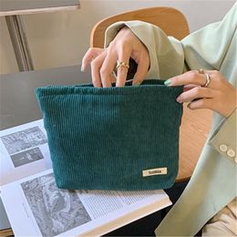Corduroy Cosmetic Bag Large Capacity Women's Zipper Cosmetic Bag Hand Bag Wallet Travel Girl Cosmetic Storage Bag