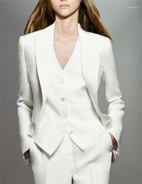 Women's Two Piece Pants White Women Suits 3 Pantsuits Ol Summer Suit Blazer Jacket & Trousers Vest For Set