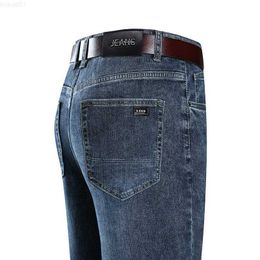 Spring Autumn Quality Clothes Men's High Waist Fit Straight Jeans Classic Vintage Business Casual Cotton Trousers Pants 230316 L230726