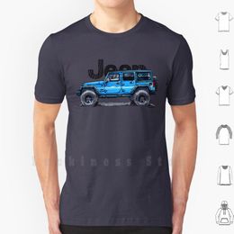 Vests 4dr Jk Unlimitedblue T Shirt Print 100% Cotton New Cool Tee Rubicon Jk Muddy Jl Sketch Line Art Overland Offroad 4x4