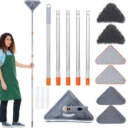 Mops Wall Mop with Long Handle 360 ° Rotating Triangle Microfiber Wall Cleaning Mop Adjustable Dry and Wet Dust Mop Cleaner for Floor 230726