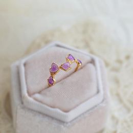 Cluster Rings Original Lilac Romantic Purple Enamel Fresh Flowers For Women Exquisite And Light Luxury Engagement Party Jewellery