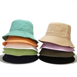 Berets Summer Cotton Solid Colour Eye Stitching Simple Bob Hip Hop Bucket Hat Men's Women's Panama Beach Fishing Casual Sun Cap