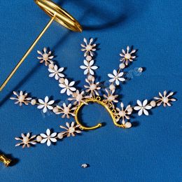 Gold Plated Flower Ear Clips For Women Handmade Pearl Ear Cuff Clip Earrings Wedding Girls Jewelry Gifts
