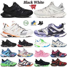 Motorcykelstövlar 2023 Paris Track 3 Shoes Clunky Runners Mens White Black Tess.S. GOMMA VERSION DESIGNER FÖR KVINNA Mänspår Faded Womens Platform Sneakers