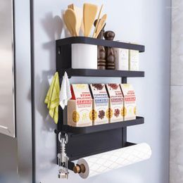 Kitchen Storage Foldable Refrigerator Organiser Magnetic Fridge Spice Rack Paper Towel Holder Multi-purpose Shelf JA55