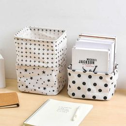 Storage Baskets Cotton Desktop Storage Basket Sundries Storage Box with Handle Desk Makeup Organiser Toy Book Office Stationery Storage