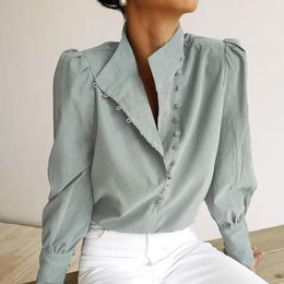 Women's Blouses Women Shirt Long-sleeved With Stand-up Collar Solid Blouse Spring And Summer Shirts Long Sleeve Casual Tops