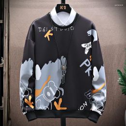 Men's Hoodies Autumn And Winter Thin Round Neck Sweater Men's Fashion Casual Long-sleeved Youth Printed Clothes 1/2 Piece
