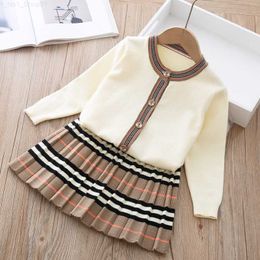 Clothing Sets Clothing Sets Autumn Arrival Girls Fashion Knitted 2 Pieces Sweater Coatskirt Boutique Outfits Baby Girl Winter Clothes 221028 Z230726