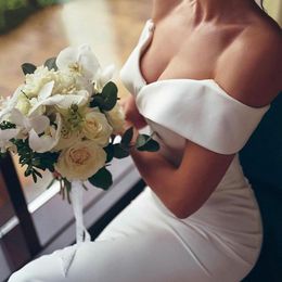 Elegant Off Shoulder Mermaid Satin Wedding Dresses for Women 2023 Sweetheart Backless Bride Gowns Vestidos De Novia