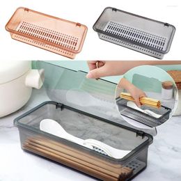 Storage Bottles Holder With Cover Plastic And Drainer Chopstick Utensils Box Organiser Extended Cage