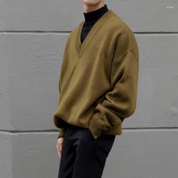 Men's Sweaters Autumn And Spring High Street Sweater Lazy Knitted Pullover Harajuku Version Trend Student Streetwear V Neck D17