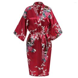 Women's Sleepwear Women V-Neck Wedding Robe Kimono Bathrobe Gown Sexy Loose Casual Negligee Print Peacock Lounge Intimate Lingerie