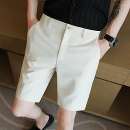 Men's Shorts Summer Letter Embroidery Business For Men Clothing 2023 Simple Knee Length Slim Fit Casual Short Homme Formal 36