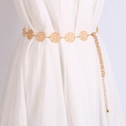 Belts Women Metal Blet Hollow Circular Leaf Waist Chain Vintage Silver Gold Dress Decorative Belt Female Fashion Accessories