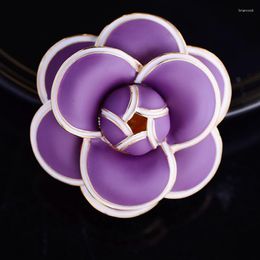 Brooches Retro Black Purple White Blue Flower Enamel Pins Beautiful Camellia Women Woman's Corsage Copper Jewelry Broche