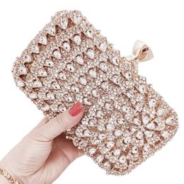 Evening Bags Chaliwini Diamond Clutch Bag Golden Black Silver Purse Chain Shoulder Small Party Handbag With Metal Handle 230725