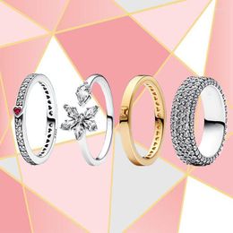 Cluster Rings 2023 925 Silver Ring Moments Series Bright Romantic Love Full Of Diamonds Sparkling Opening Women'S