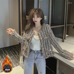 Women's Jackets Spring And Autumn Retro Ladies Style Jacket Tweed Temperament Short Top Slim Slimming All-match Net Red