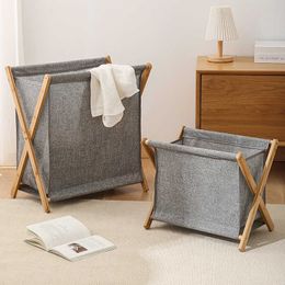 Storage Baskets Wooden Foldable Basket Laundr Clothes Basket Dirty Bathroom Storage Basket Household Clothes Dirty