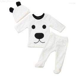 Clothing Sets Clothing Sets B2EB 3 Pcs Long Sleeve Fleece Bear Pullover Tops Wrap Foot Pants Hat Set For 0-24 Months Baby Boys Girls Warm Winter Clothes Z230726