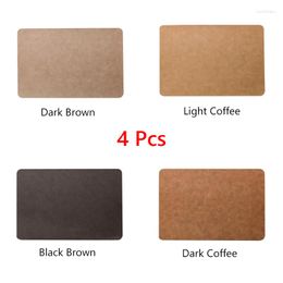 Table Mats 1/2/4Pcs Leather Placemat Waterproof Coffee Brown PVC Mat Oil-Proof Heat Insulation Dishes Tableware Western Food