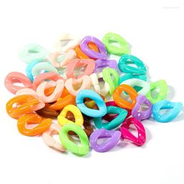 Beads 50Pcs Mixed Colours Acrylic Flat Twist Oval Open Ring Connector Link Chain Necklace Bracelet Making Finding Colourful Chains
