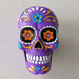 Decorative Objects Figurines Resin Skull Ornament Succulent Plant Pot Crafts Villa Courtyard Decoration Ornaments Halloween Flower 230725