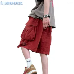 Men's Shorts Casual Hip Hop Retro Safari Style Trousers Clothing Summer Loose Pockets Functional All-Match Knee Length Pants