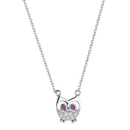 2023 Fashion Hot Selling S925 Silver Cute Owl Set with Full Diamond Pendant and Clavicle Bone High Quality niche Female Necklace