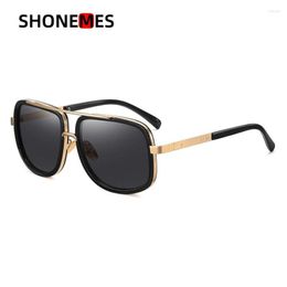 Sunglasses ShoneMes Double Bridge Retro Design Big Frame Sun Glasses Outdoor UV400 Shades For Men Women