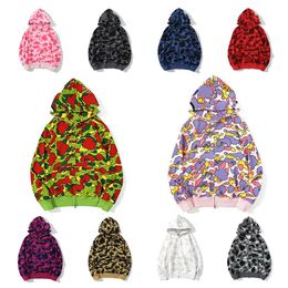 Top Craftsmanship Mens Hoodies designer Men Women shark full zip tie dye hoodie jacket Colour grid sta camo sweatshirt Multicolor camouflage cotton hoodys 1-1 55