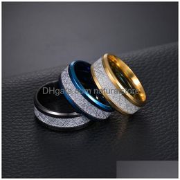Band Rings Ice Silk Foil Gold Sier Blue Black Color Stainless Steel Ring Finger For Men Women Hip Hop Jewelry Fashion Will And Sandy D Dhasl