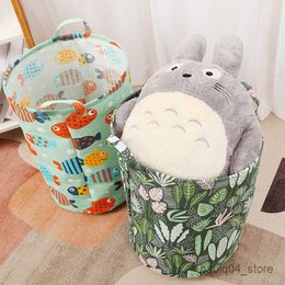 Storage Baskets New Print Laundry Basket Portable Foldable Home Laundry Storage Bag Cotton Hamper for Kids Toys Dirty Clothes Basket R230726