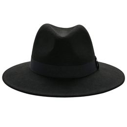 Suits Free Shipping Black Fedora Hat Unisex Wide Brim Jazz Top Hat Autumn Winter Classic Elegant Panama Hat Gentleman Hat Wholesale