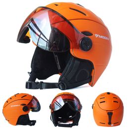 Tactical Helmets MOON Professional Half covered Ski Helmet Integrally molded Sports man women snow Skiing Snowboard with Goggles Visor 230725