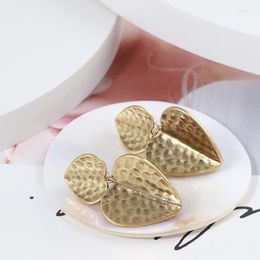 Stud Earrings Fashion Jewelry Wholesale Retro Distressed Matte Three-Dimensional Heart-Shaped Double-Sided Love Personalized Girl