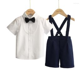 Clothing Sets Children's Overalls Dress Suit Set Summer Boy One-year-old Performance Party Costume Children Shirts Bwotie Shorts