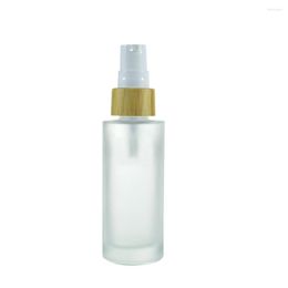 Storage Bottles 100pcs 30ml Frosted Clear Glass With Bamboo Lotion Lids 50pcs 50ml Bomboo Jar Inner Cosmetics Packaging