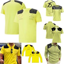 F1 Team 75th Celebrate T-shirt 2023 New Formula 1 Driver Yellow Polo Shirts T-shirt Summer Racing Sports Breathable T-shirts Jerse325v