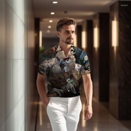 Men's Casual Shirts Summer Fashion Short Sleeve Shirt Bird 3d Printing Outdoor Plus Size Tops