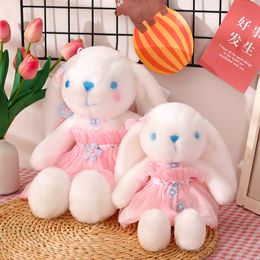 Plush Pillows Cushions Cute Long Eared Rabbit Figure Creative Changeable White Rabbit Doll Plush Toy Girl Birthday Gift 230726