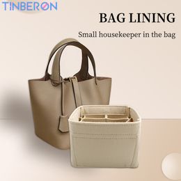 TINBERON Bag Organise Insert Suitable for Vegetable Basket Bucket Bag Felt Cloth Bag Liner Make Up Storage Bag Felt Cosmetic Bag