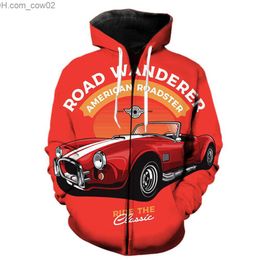 Men's Hoodies Sweatshirts Cartoon Vintage Car Men's Zipper Hoodie Funny Harajuku Street Clothing Hooded Jacket Youth Casual Unisex Super Large Sweatshirt Z230726