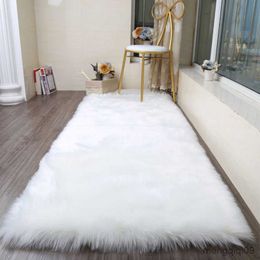 Carpets 2023 Long Plush Furry Carpet For Living Room Soft Artificial Sheepskin Rugs For Bedroom Bedside Floor Cushions White Windows Mat R230726