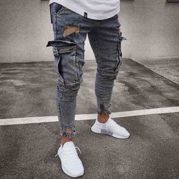 Men's Casual Slim Fit Mens Jeans 2022 Trendy Knee Ripped Designer Pants Men Party DJ Fashion Masculina Y220420 L230726