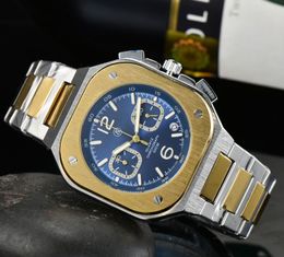 New Bell Watches Global Limited Edition Stainless Steel Business Chronograph Ross Luxury Date Fashion Casual Quartz Men's Watch 05