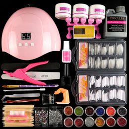 Esmalte COSCELIA Kit Acrílico Com Lâmpada LED UV Tudo Para Manicure Pó Líquido Conjunto Completo Extensão Arte 230726