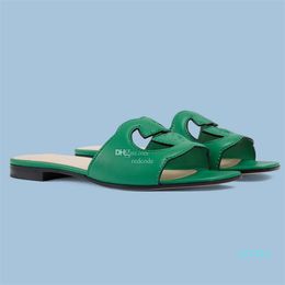 Brand Interlocking Sandals Shoes Women Cut-out Slide Flats Timeless Summer Slip On Female Flip Flops Lady Slippers EU35-42
